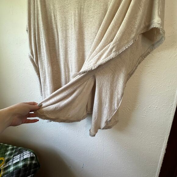 J. Jill Poncho Style Cover-up Airy Top 100% Linen Beige Size XL - Picture 4 of 5
